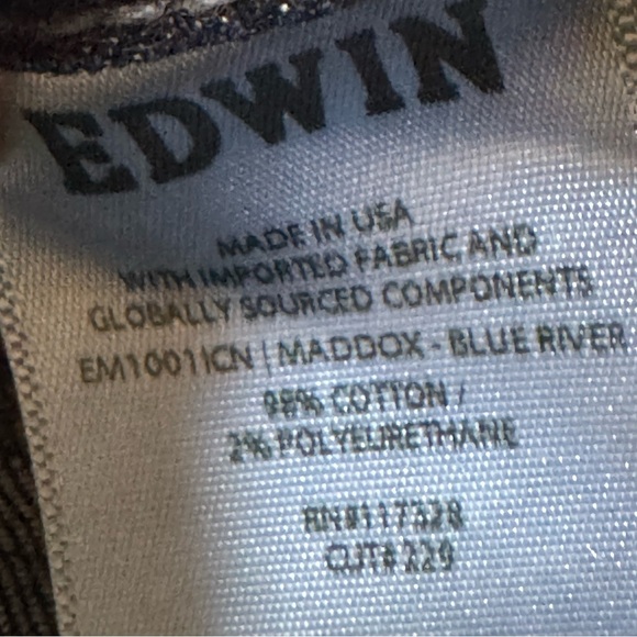 EDWIN Maddox Slim Fit Jeans | Size 36 x 32 | Dark Wash | NWT - Picture 9 of 9